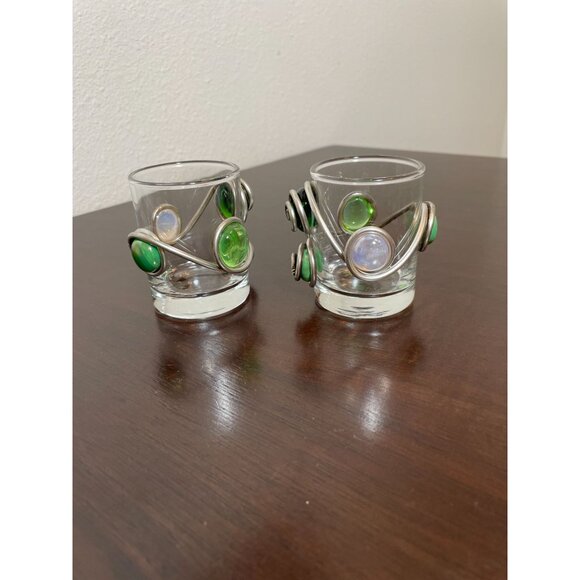 Pair of Decorative Art Glass Votive Candle Holders - Picture 3 of 6